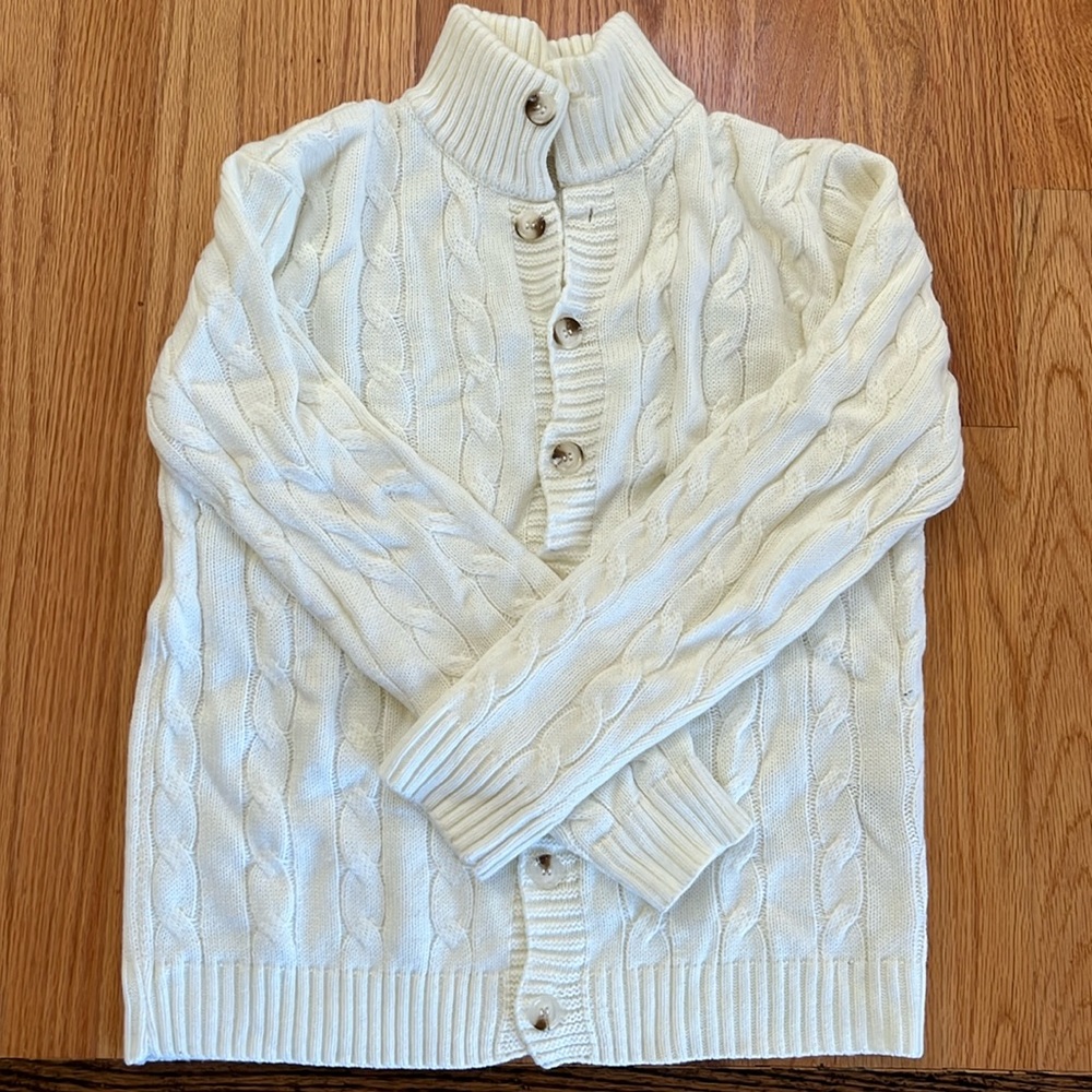 Unisex White Cable Knit Sweater
